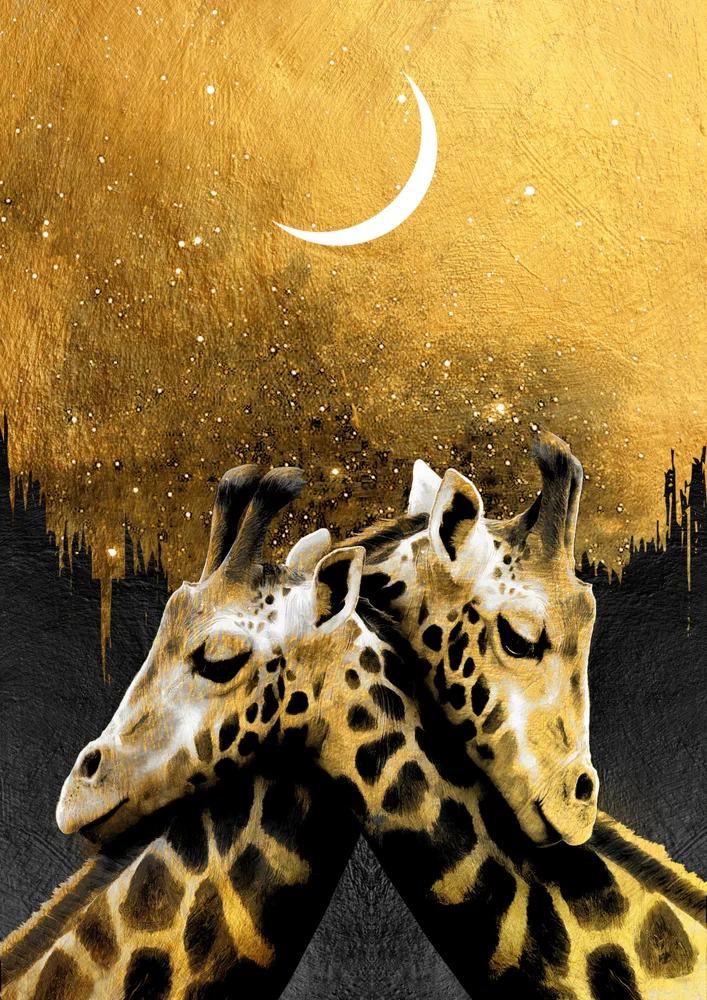 Tablou canvas: Girafe Sub Lună Aurie - Thumbnail 2