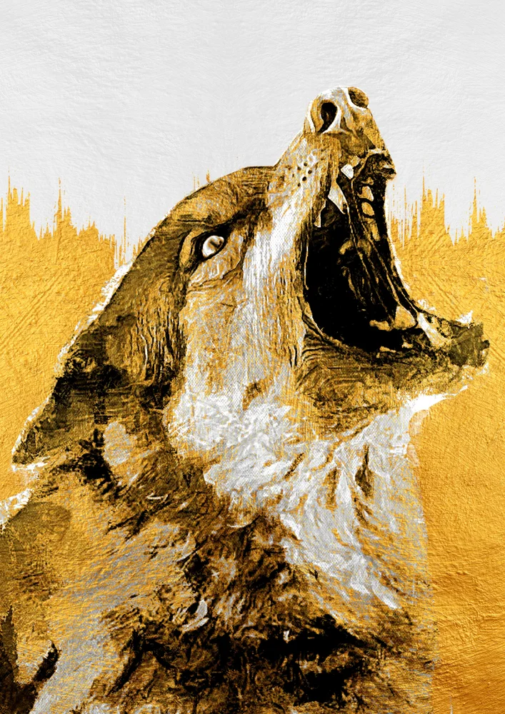 Tablou canvas: Portret Lup în Nuante Aurii - Thumbnail 2