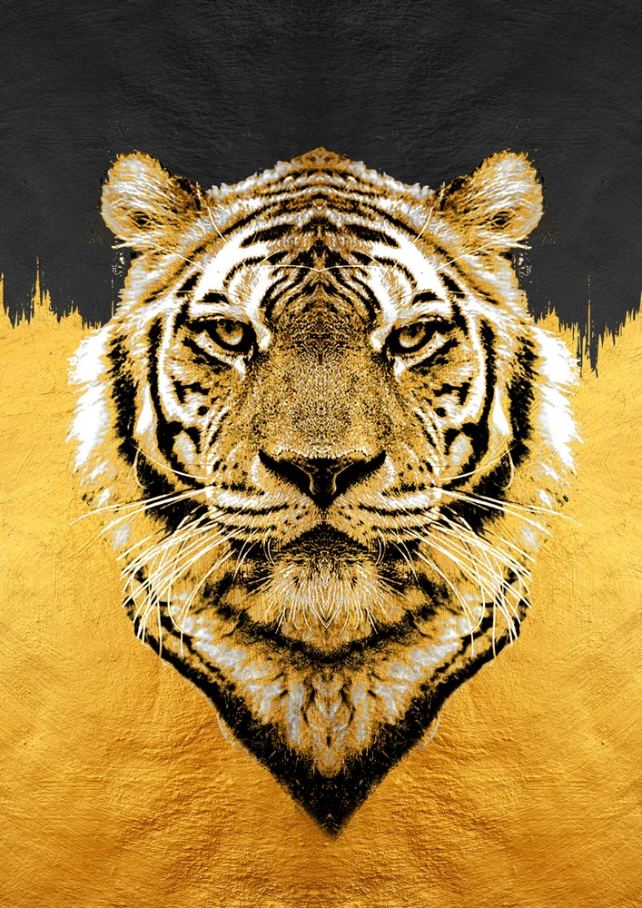 Tablou canvas: Portret de Tigru în Tonuri Aurii și Negre - Thumbnail 2
