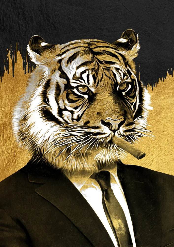 Tablou canvas: Portret Tigru cu Cigară în Tuxedo - Thumbnail 2