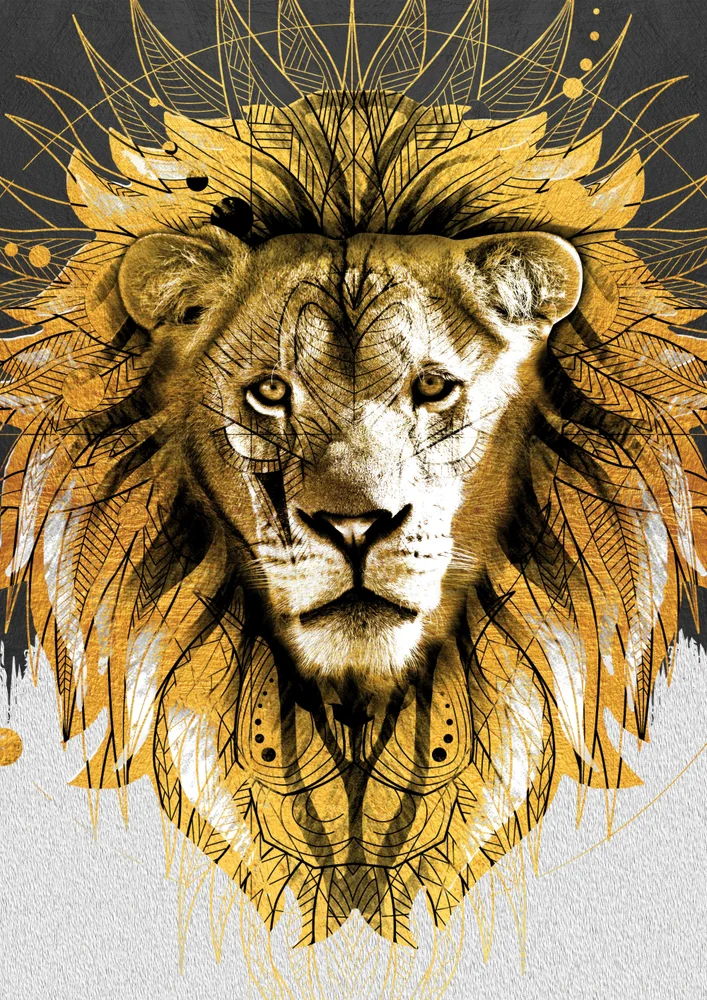 Tablou canvas: Portret de Leu în Tonuri Aurii (2) - Thumbnail 2