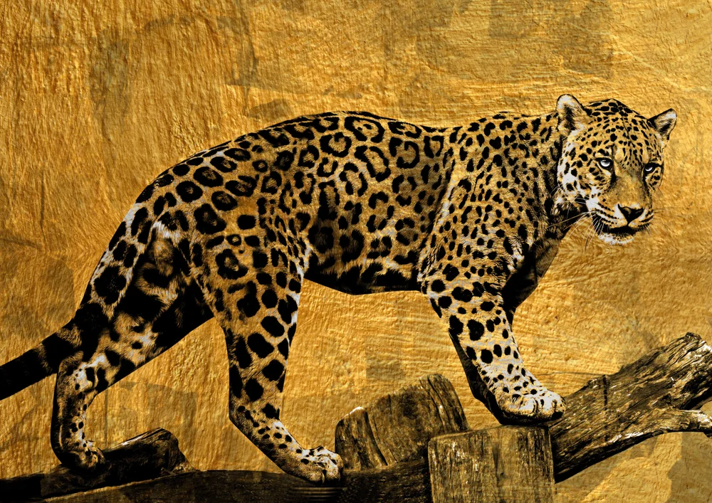 Tablou canvas: Jaguar pe Fundal Auriu - Thumbnail 2