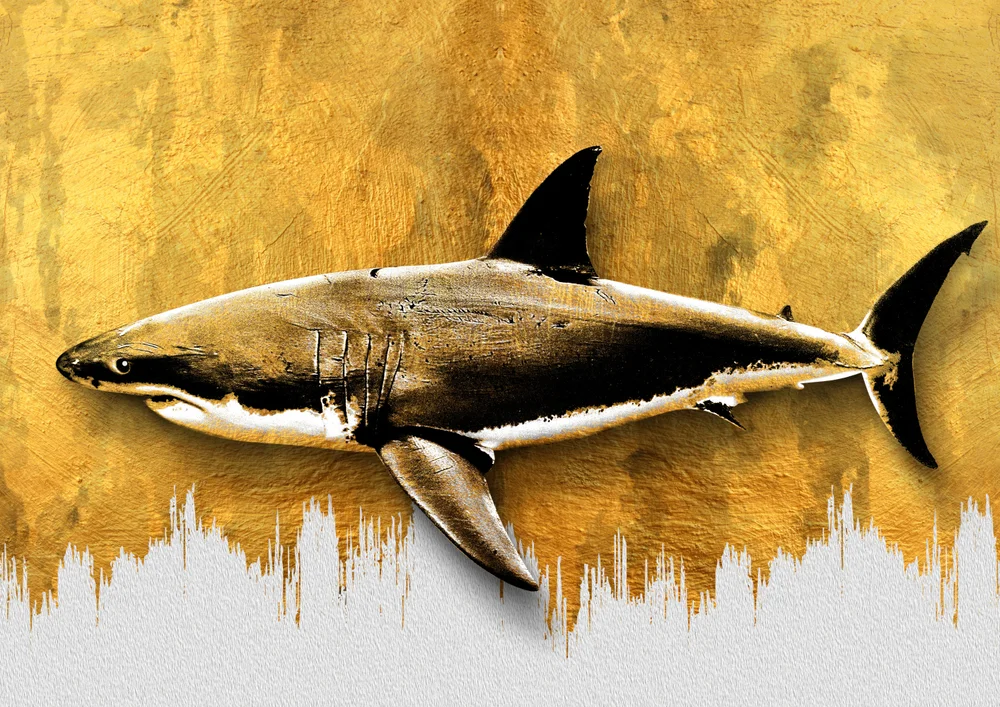 Tablou canvas: Rechin pe Fundal Auriu Texturat - Thumbnail 2