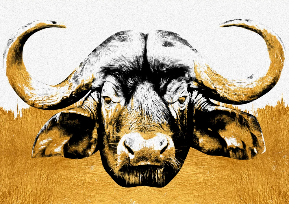 Tablou canvas: Bivol în Stil Grafic Aurit - Thumbnail 2