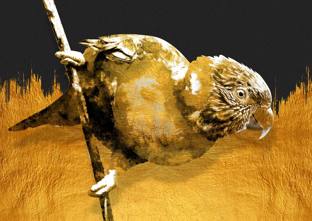 Tablou canvas: Papagal în Stil Artistic Aurit - Thumbnail 2