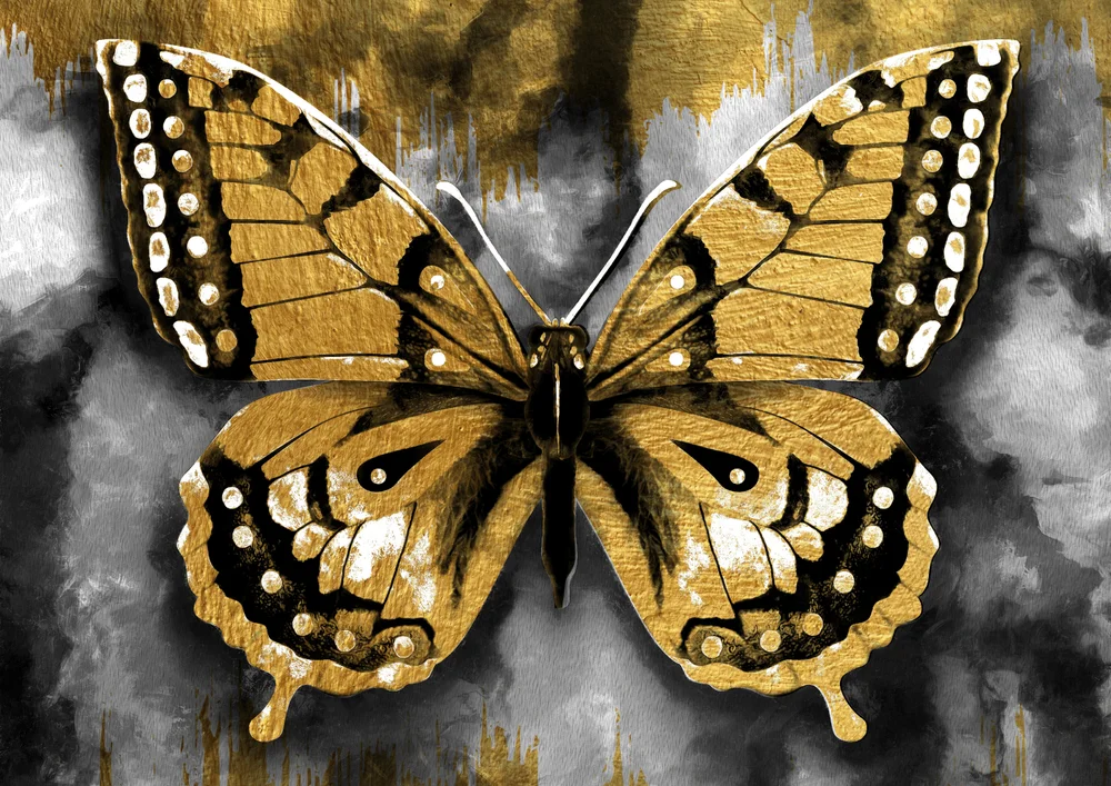 Tablou canvas: Fluture Aurit pe Fundal Abstract - Thumbnail 2