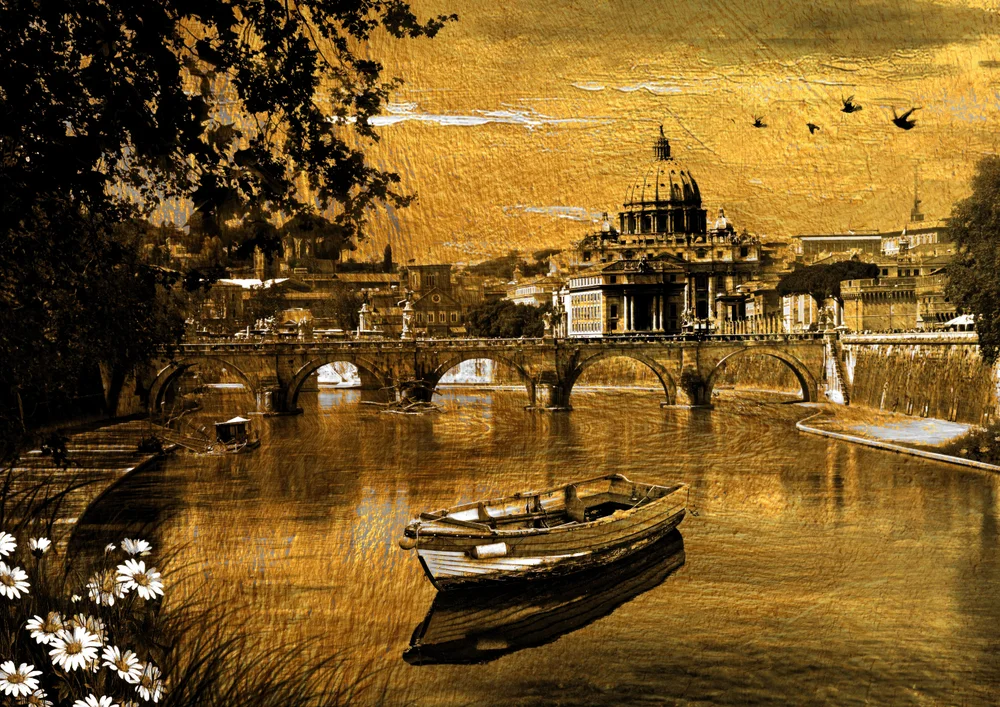 Tablou canvas: Peisaj Roman cu Vedere asupra Podului - Thumbnail 2