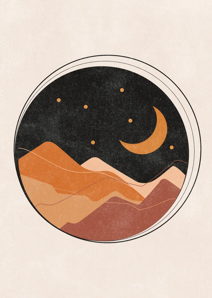 Tablou canvas: Peisaj Boem cu Lună și Stele - Thumbnail 2