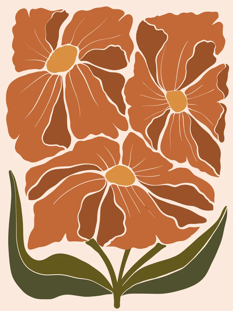 Tablou canvas: Flori Abstracte în Tonuri Pământii - Thumbnail 2