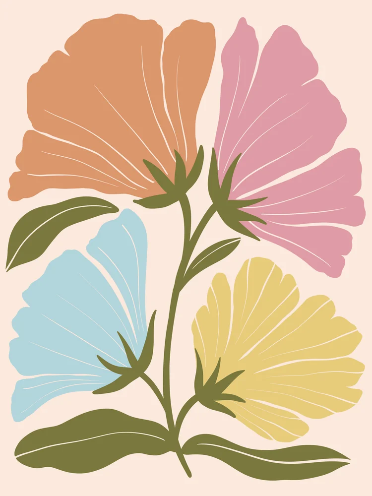 Tablou canvas: Flori Abstracte în Culori Pastelate - Thumbnail 2