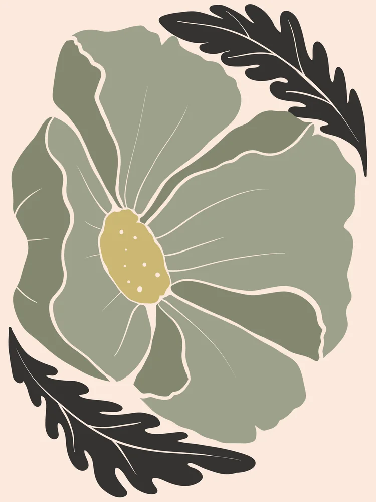 Tablou canvas: Floare Boemă în Tenta Verde și Negru - Thumbnail 2