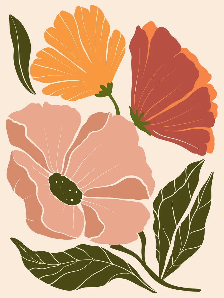 Tablou canvas: Flori Abstracte în Culori Boeme - Thumbnail 2