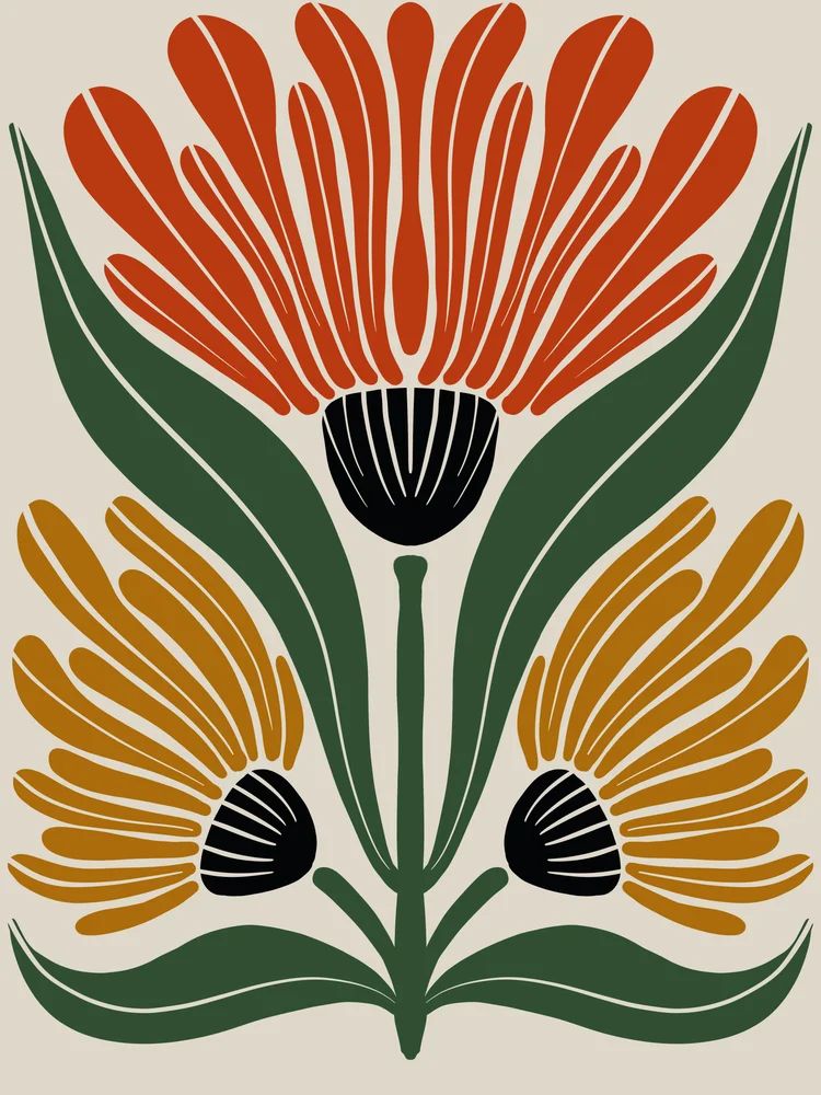 Tablou canvas: Flori Abstracte în Culori Boho - Thumbnail 2