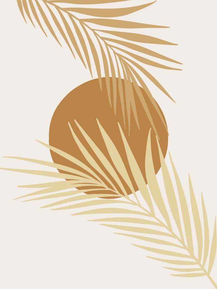 Tablou canvas: Frunze de Palmier pe Fundal Ocru - Thumbnail 2