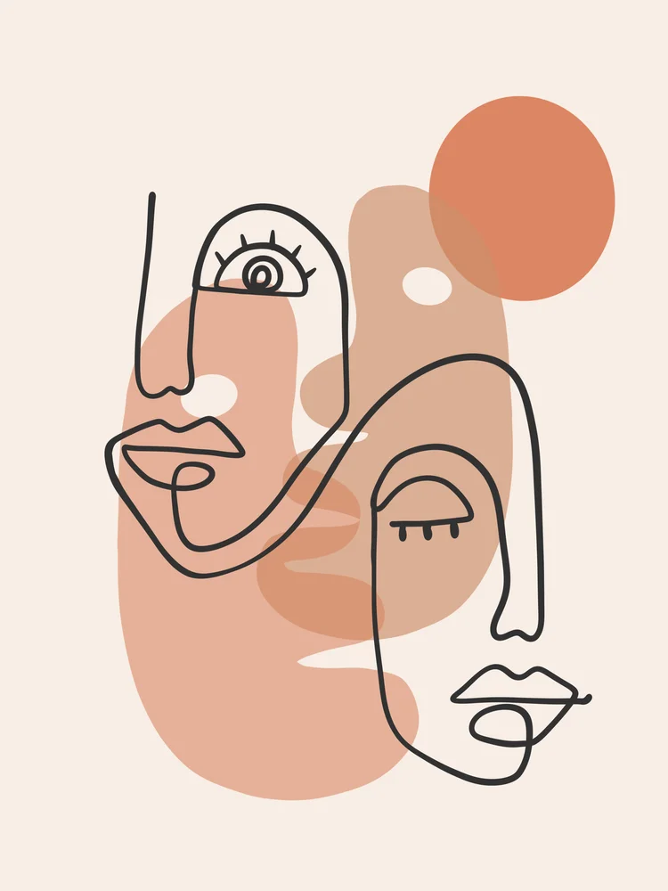 Tablou canvas: Portrete Abstracție în Tonuri de Piersică - Thumbnail 2