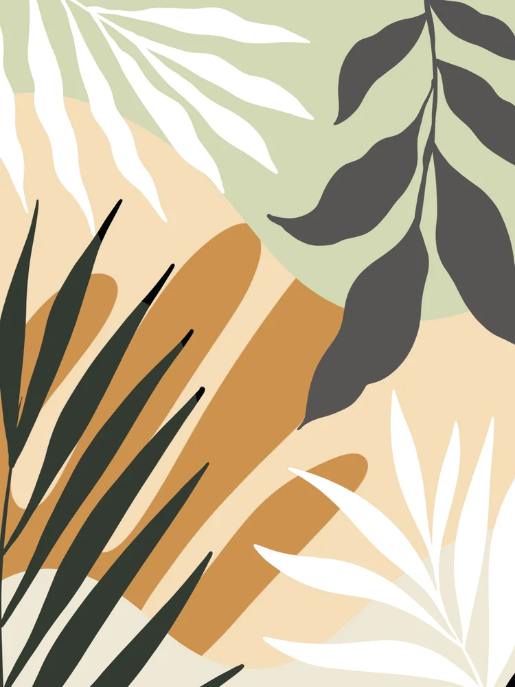 Tablou canvas: Frunze Abstracție Boho în Nuanțe Naturale - Thumbnail 2