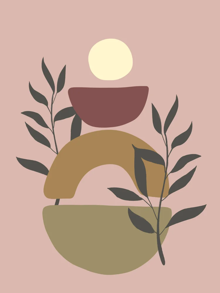 Tablou canvas: Forme Geometrice și Frunze Boho - Thumbnail 2