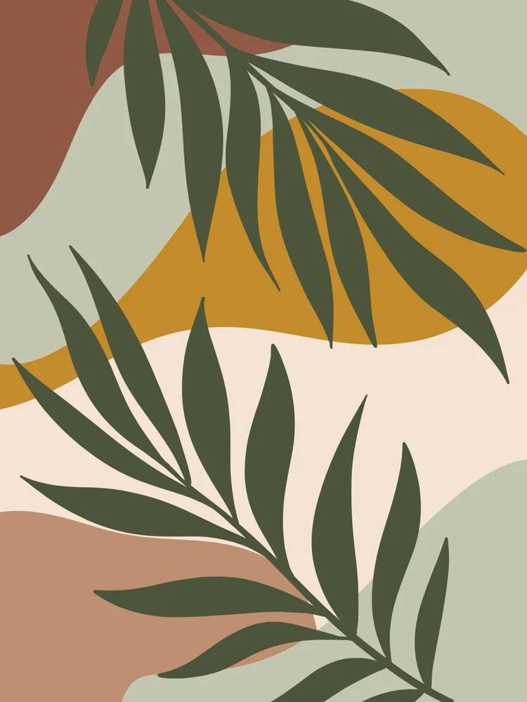 Tablou canvas: Frunze Abstracte în Tonuri Pământii - Thumbnail 2