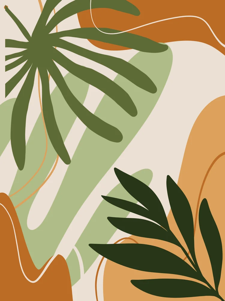 Tablou canvas: Frunze Abstracție Boemă în Trei Culori - Thumbnail 2