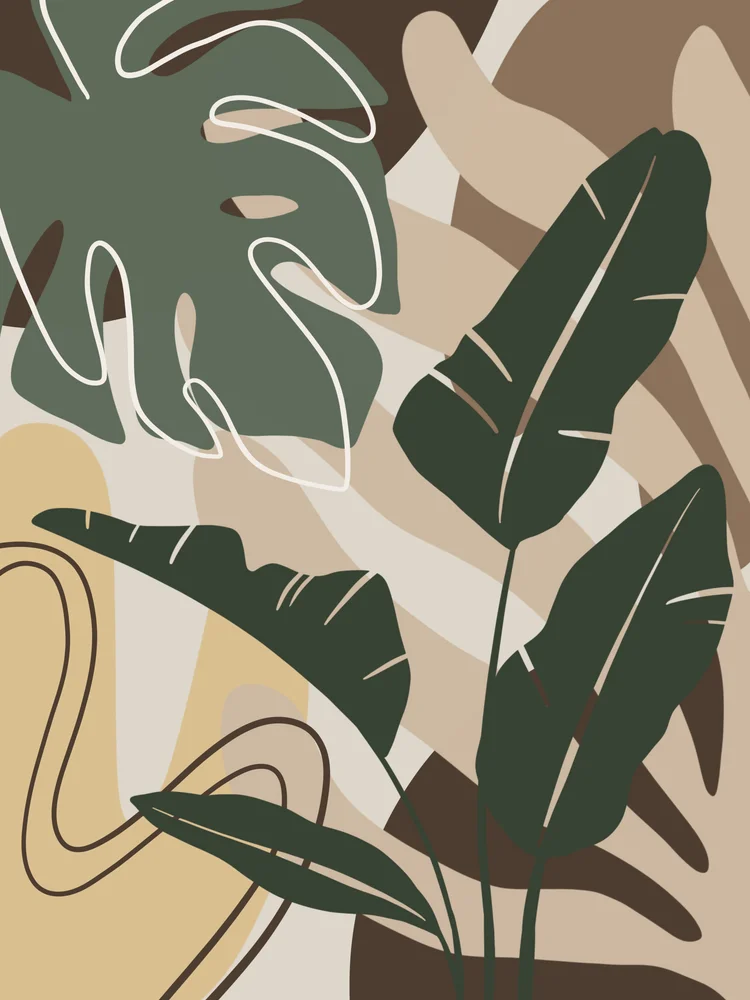 Tablou canvas: Frunze Abstracte în Tonuri Pământii (2) - Thumbnail 2