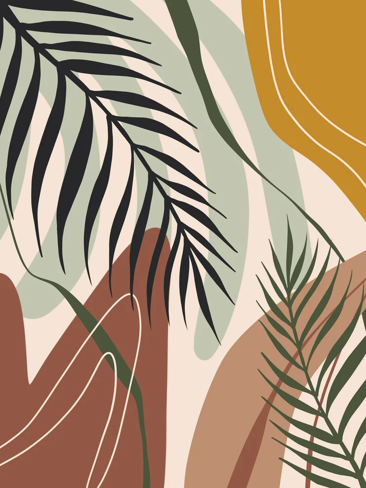 Tablou canvas: Frunze Abstracte în Tonuri Pământii 2 - Thumbnail 2