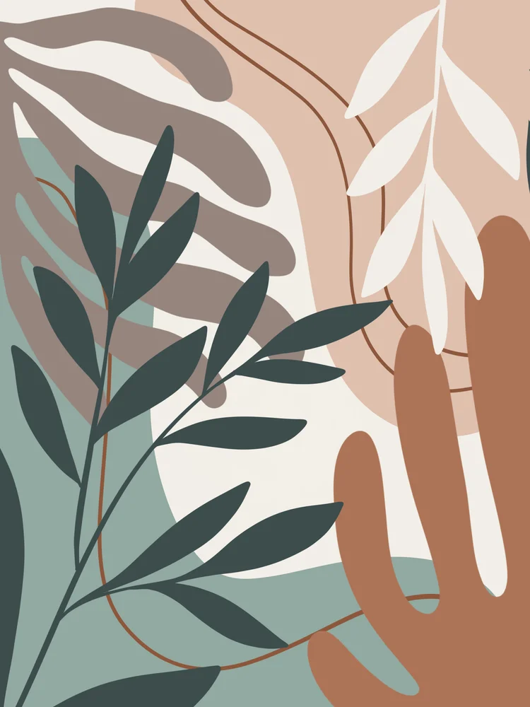 Tablou canvas: Compoziție Abstractă cu Elemente Vegetale - Thumbnail 2