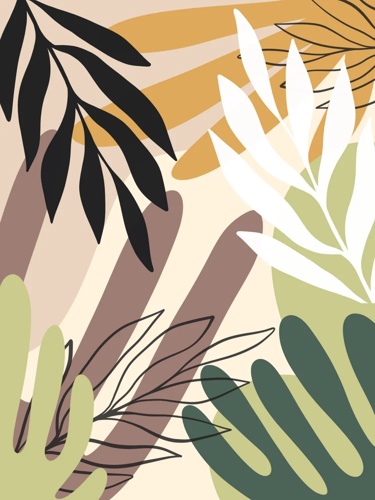 Tablou canvas: Frunziș Abstract în Tonuri Boho - Thumbnail 2