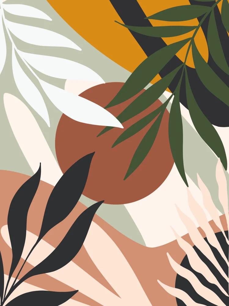 Tablou canvas: Compoziție Abstractă cu Frunze Colorate - Thumbnail 2