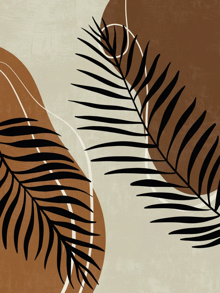 Tablou canvas: Frunze Tropicale pe Fundal Ocru - Thumbnail 2