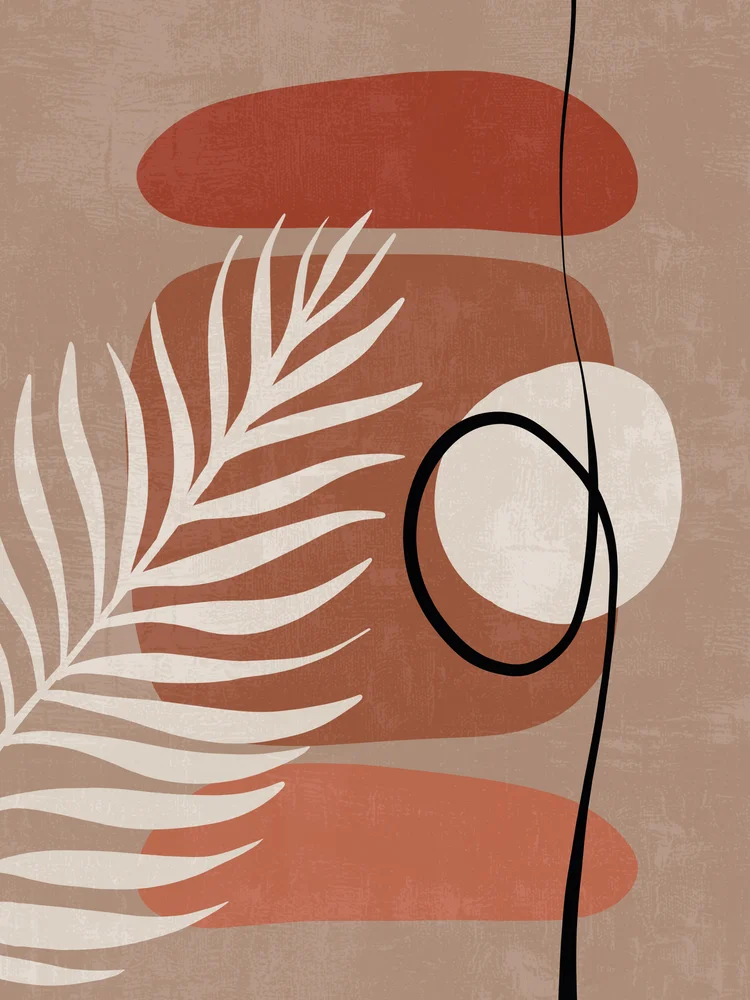 Tablou canvas: Forme Abstracte Boho cu Frunză de Palmier - Thumbnail 2