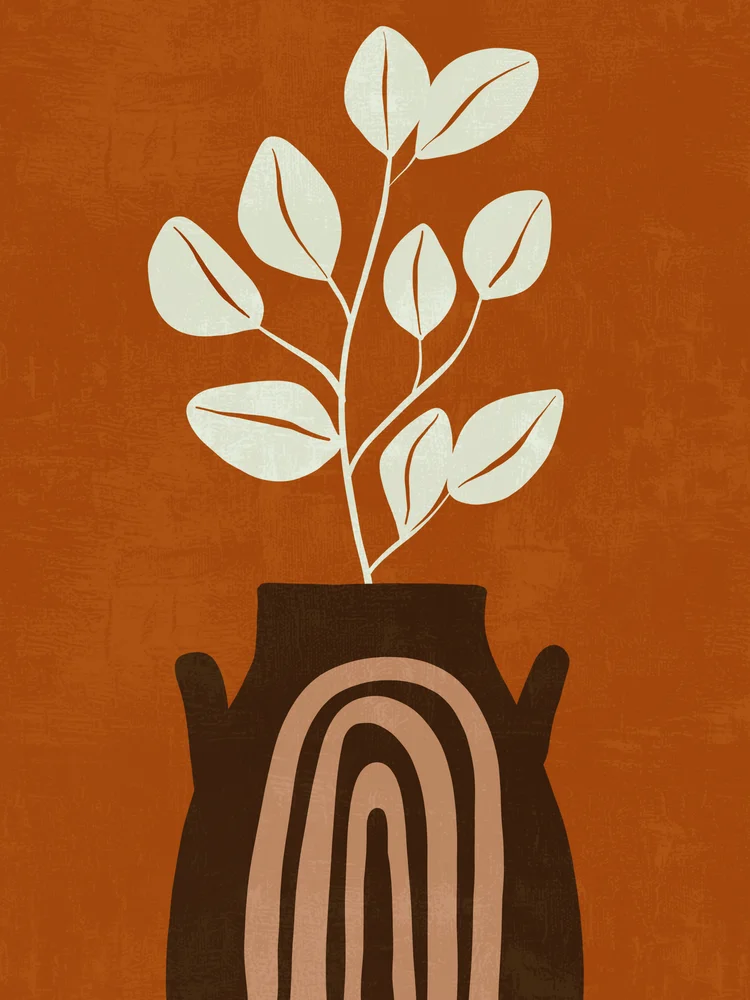 Tablou canvas: Vază Boemă cu Frunze Abstracte - Thumbnail 2