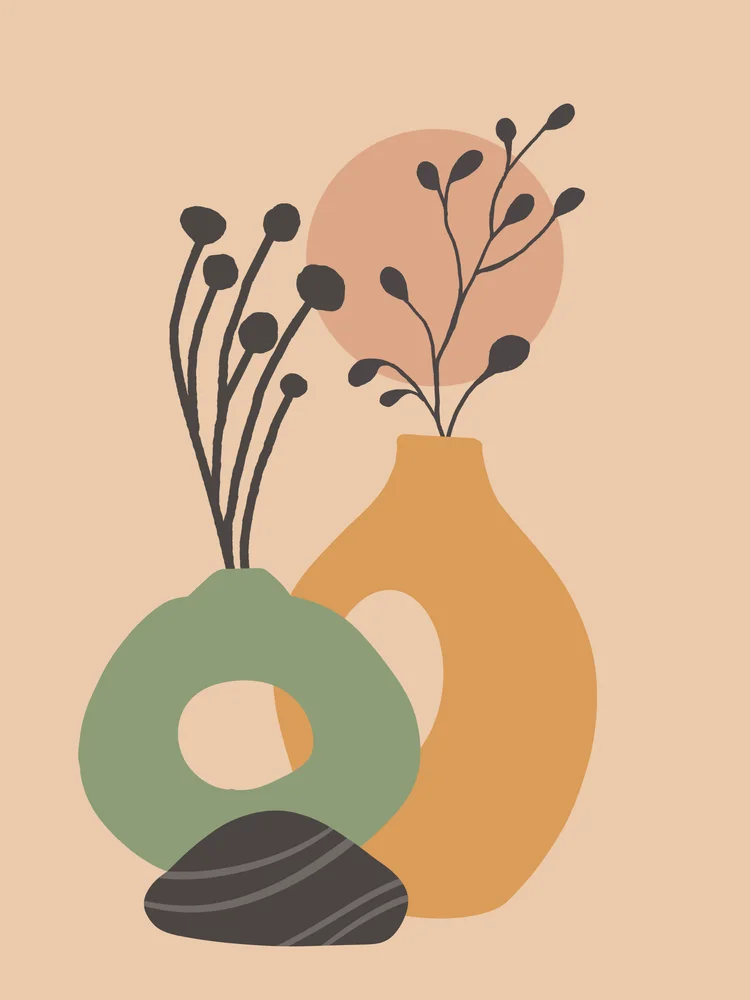 Tablou canvas: Vaze Abstracte cu Elemente Boho - Thumbnail 2