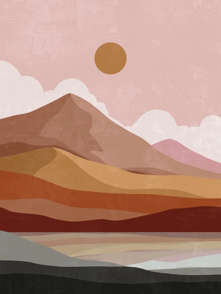 Tablou canvas: Peisaj Abstract cu Munți și Soare - Thumbnail 2