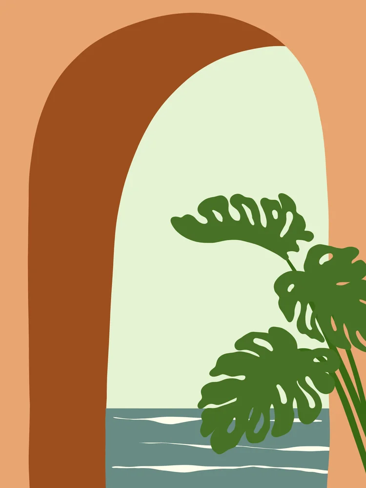 Tablou canvas: Fereastră Arcuată cu Frunze Verzi - Thumbnail 2