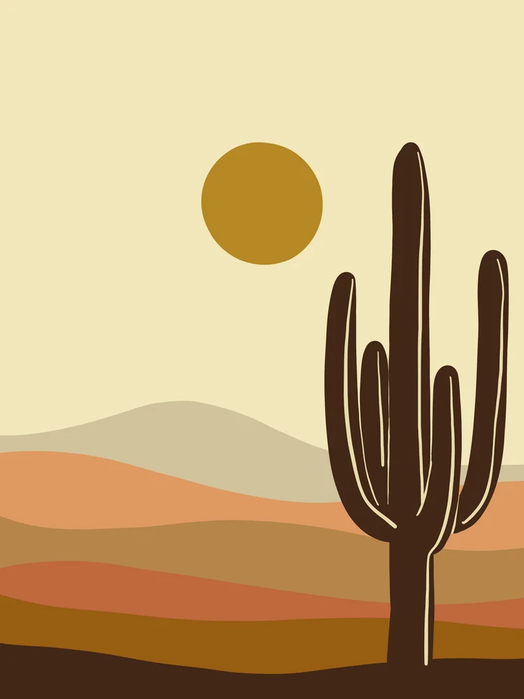 Tablou canvas: Peisaj Deșertic cu Cactus și Soare (2) - Thumbnail 2