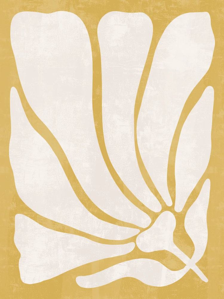 Tablou canvas: Siluetă Florală pe Fundal Ocru - Thumbnail 2