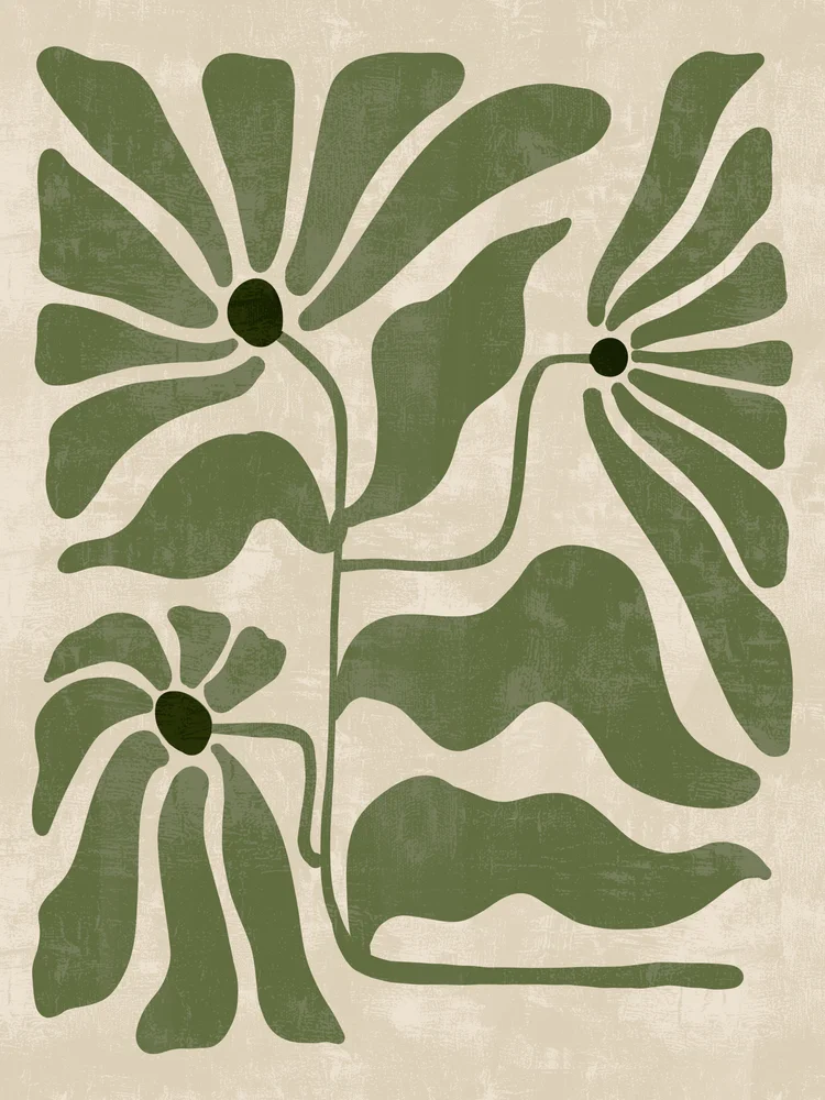 Tablou canvas: Floare Abstrată în Tonuri de Verde - Thumbnail 2