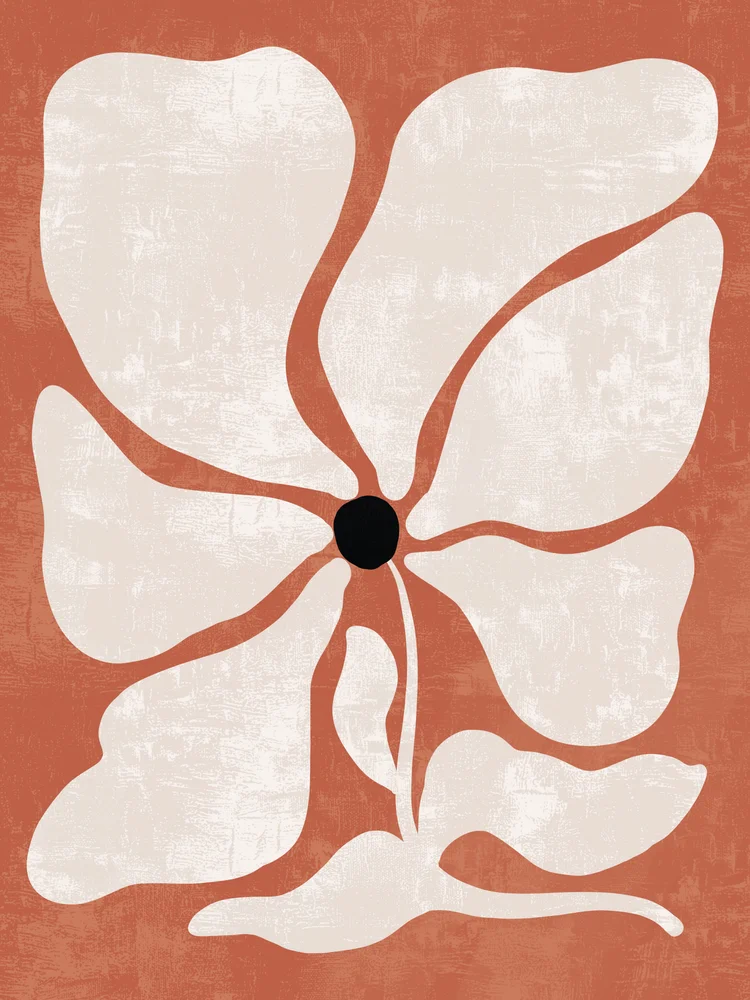 Tablou canvas: Floare Abstractă pe Fundal Teracotă - Thumbnail 2