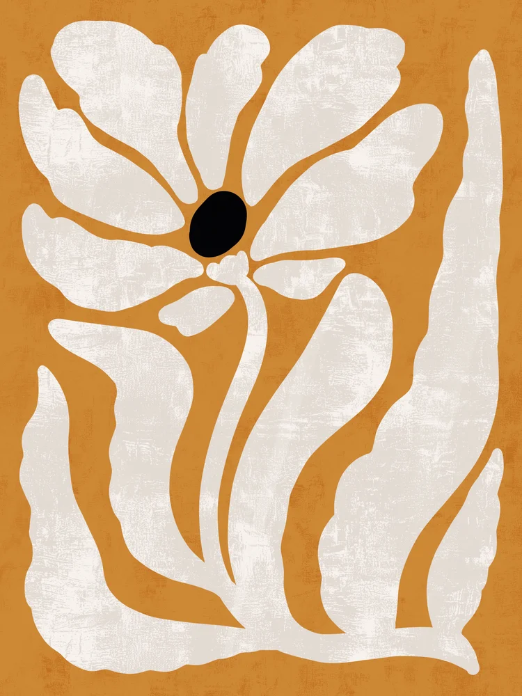 Tablou canvas: Flori Albe Abstracte pe Fundal Ocru - Thumbnail 2