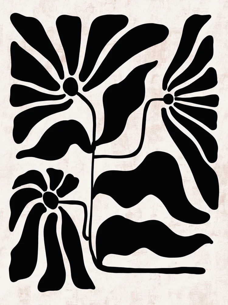 Tablou canvas: Flori Abstracție în Negru și Alb - Thumbnail 2