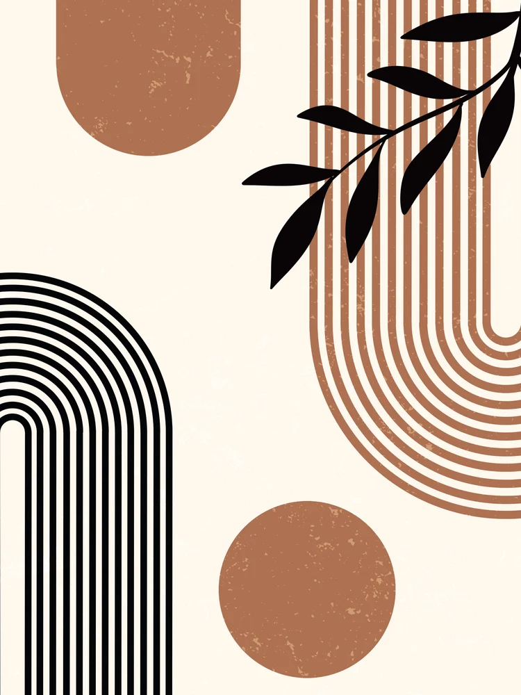 Tablou canvas: Forme Geometrice și Frunză Neagră - Thumbnail 2