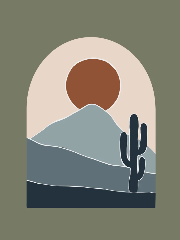 Tablou canvas: Peisaj Desertic cu Cactus și Soare 2 - Thumbnail 2