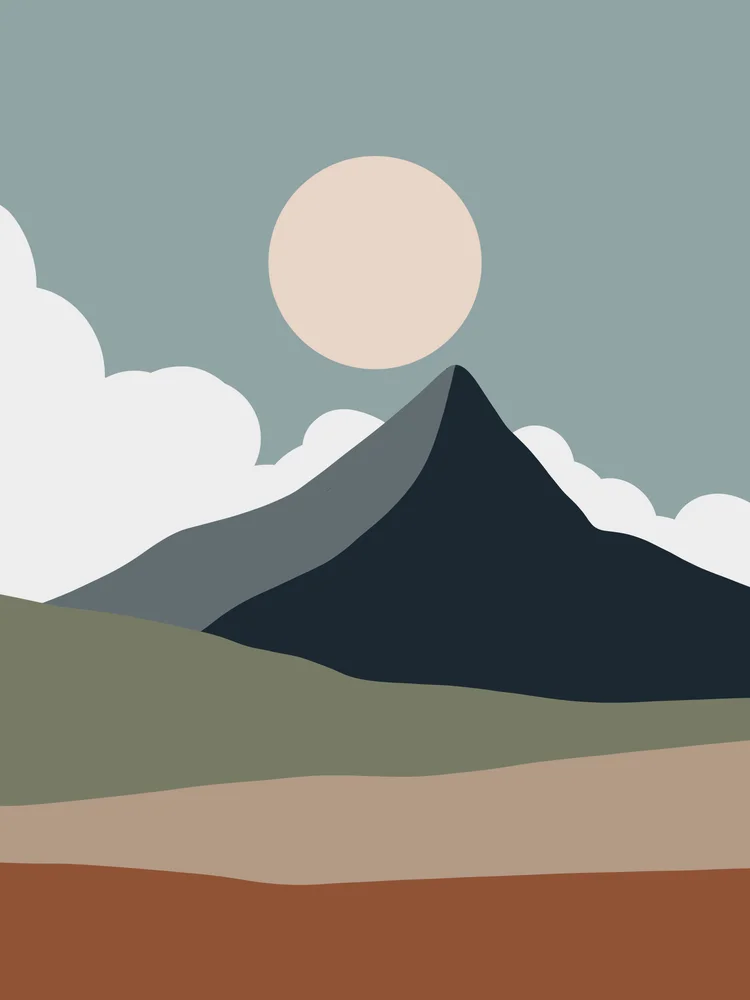 Tablou canvas: Peisaj Montan Abstract cu Soare - Thumbnail 2