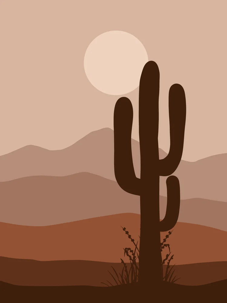 Tablou canvas: Peisaj Deșertic cu Cactus la Apus - Thumbnail 2