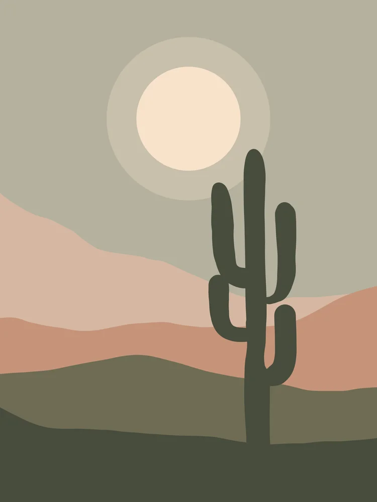 Tablou canvas: Peisaj Abstract cu Cactus și Apus - Thumbnail 2