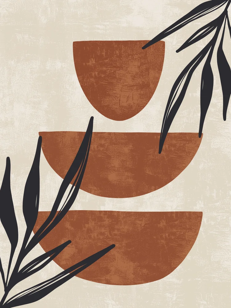 Tablou canvas: Forme Geometrice și Frunze Abstracție - Thumbnail 2