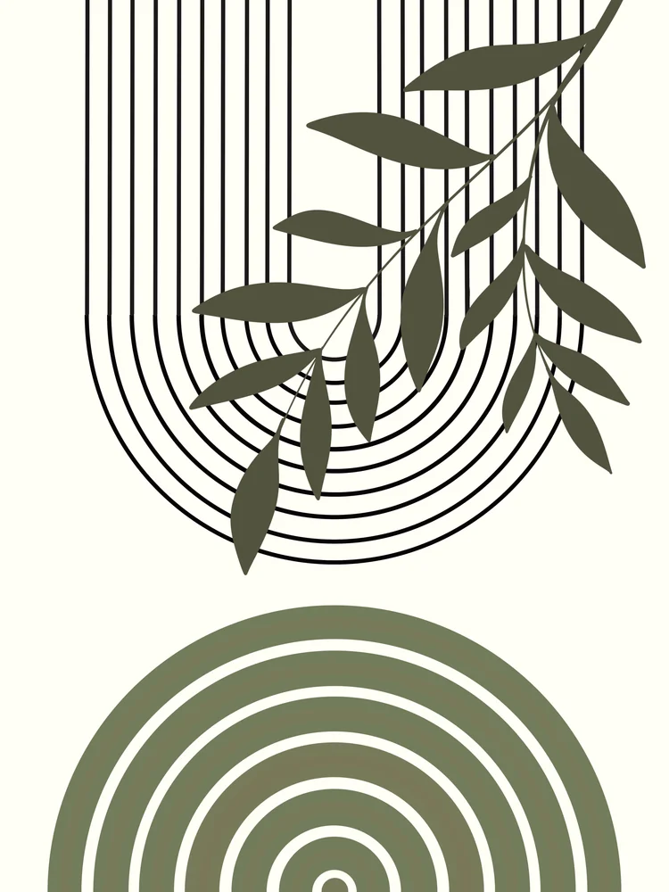 Tablou canvas: Forme Geometrice cu Frunze Verzi - Thumbnail 2