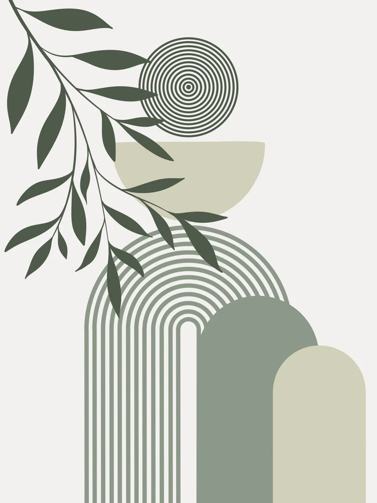 Tablou canvas: Forme Geometrice și Frunze Abstracție Boemă - Thumbnail 2