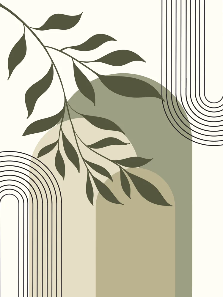 Tablou canvas: Frunză Abstractă cu Linii Curbe - Thumbnail 2