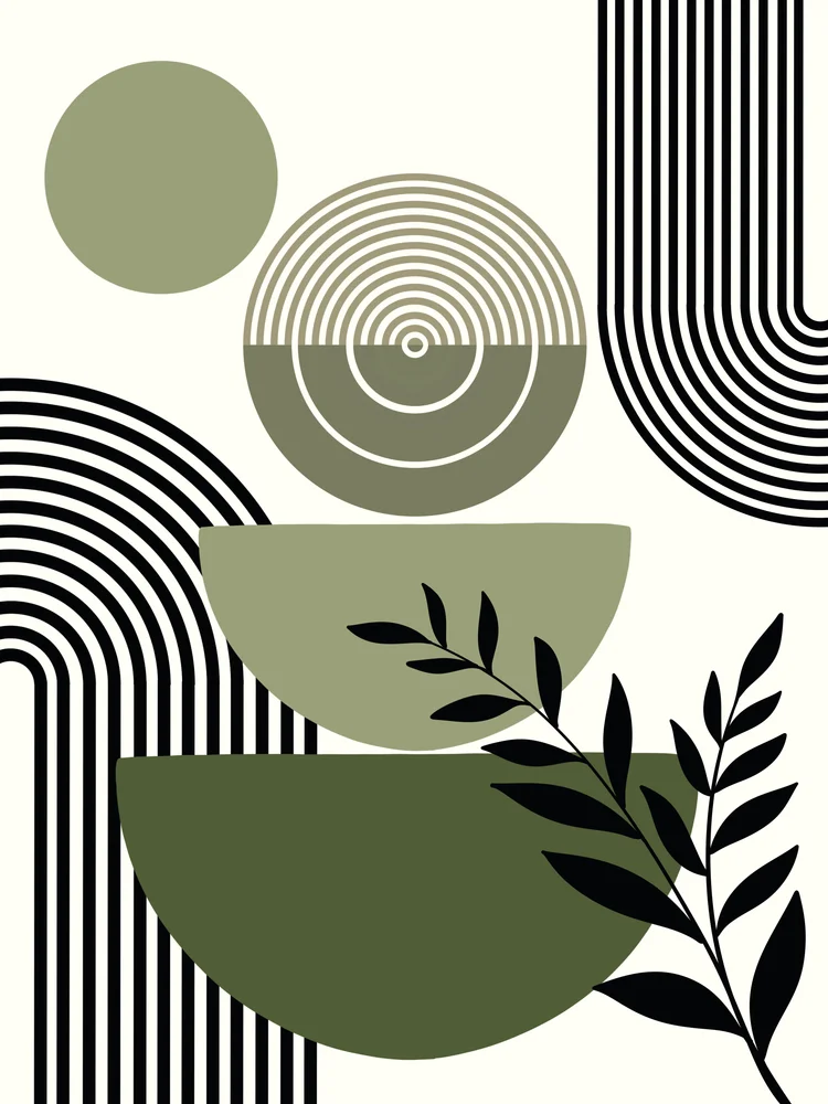 Tablou canvas: Forme Geometrice și Frunze Abstracte - Thumbnail 2